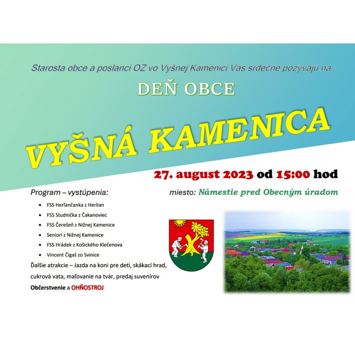 Deň obce Vyšná Kamenica 27.8.2023